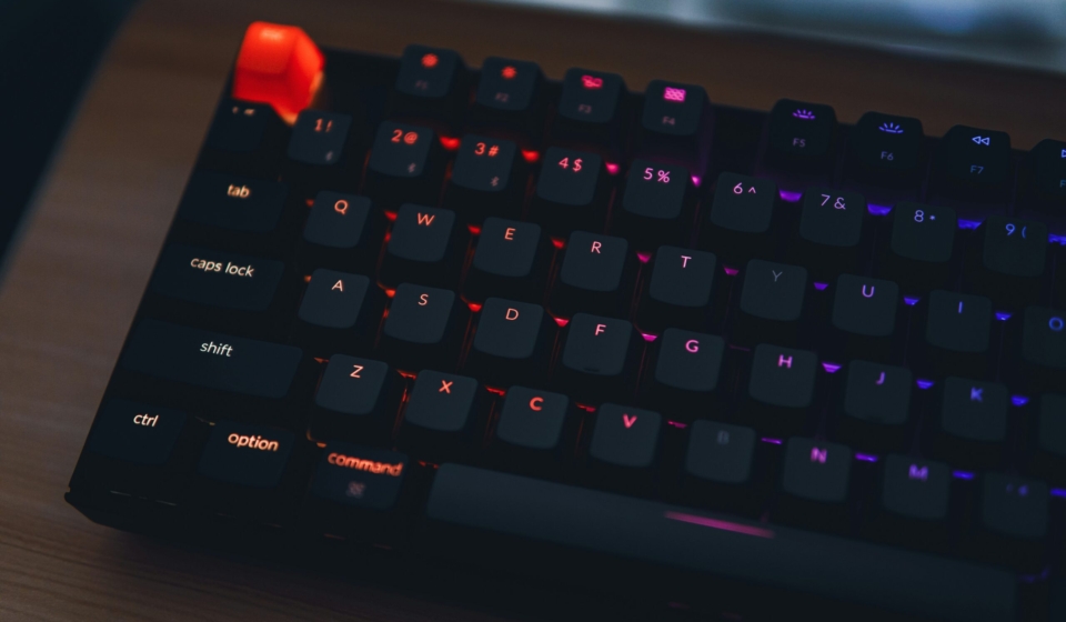 black and orange computer keyboard